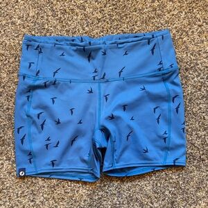 Oiselle Omazing Stride Blue Bird Print Women's Shorts